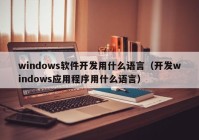 windows软件开发用什么语言（开发windows应用程序用什么语言）
